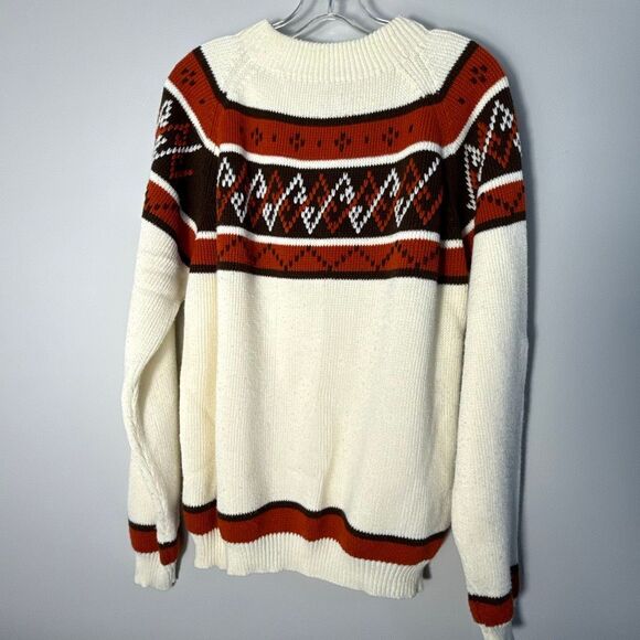 Vintage 70’s JCPenney Nordic Fair Isle Buttercream Men’s Ski Sweater Acrylic Siz - Picture 1 of 12